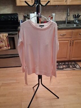 Ann Taylor Light Pink Crewneck Sweater with Side Ties